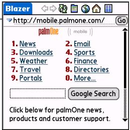 PALM ONE - Accessing a web page using the address field - 2