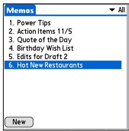 PALM ONE - Moving memos in your memos list - 2