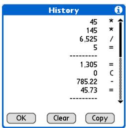 PALM ONE - Viewing recent calculations - 2