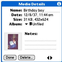 PALM ONE - Viewing and editing photo or video details - 2