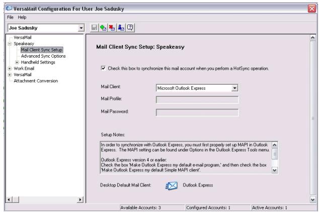 PALM ONE - Setting synchronization options for your email account - 2