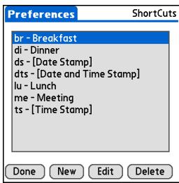 PALM ONE - Setting up ShortCuts - 2