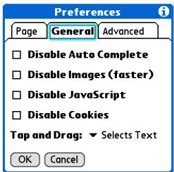 PALM ONE - Setting whether to automatically complete web addresses and form fields - 1
