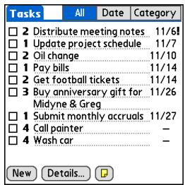 PALM ONE - In the Tasks list, select one of these options: - 1