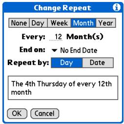 PALM ONE - Scheduling a repeating event—unusual interval - 4