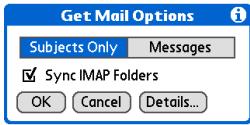 PALM ONE - Turning IMAP folder synchronization on or off - 2