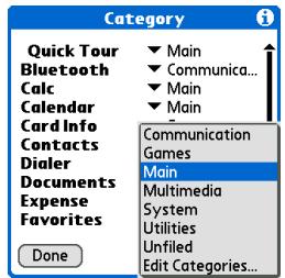 PALM ONE - Placing an application in a category - 1