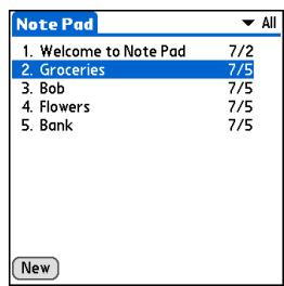 PALM ONE - Deleting a note - 3