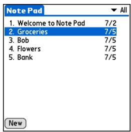 PALM ONE - Viewing and editing a note - 3