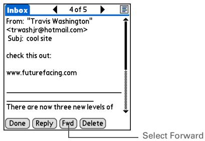 PALM ONE - Select the message to forward: - 1
