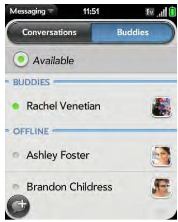 PALM PIXI - Switch between Conversations view and Buddies view - 1