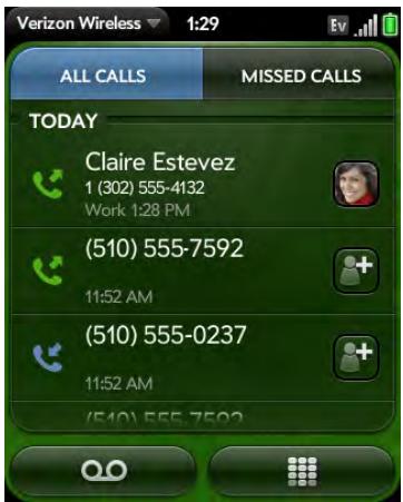 PALM PIXI - View your call history - 1