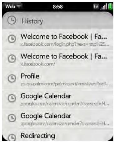 PALM PIXI - Return to previously viewed web pages - 1