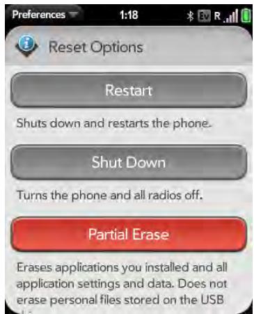 PALM PIXI - Tap Reset Options. - 1