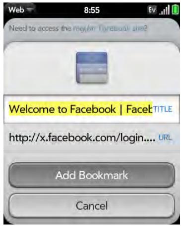 PALM PIXI - Create a bookmark - 1