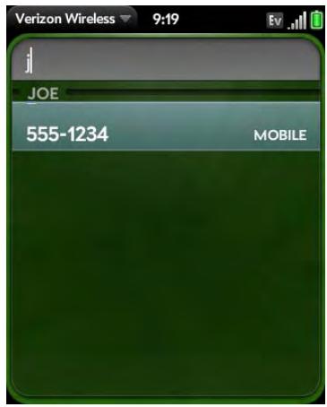 PALM PIXI - Dial by contact name in the Phone application - 1