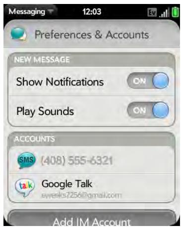 PALM PIXI - Turn messaging notifications on or off - 1