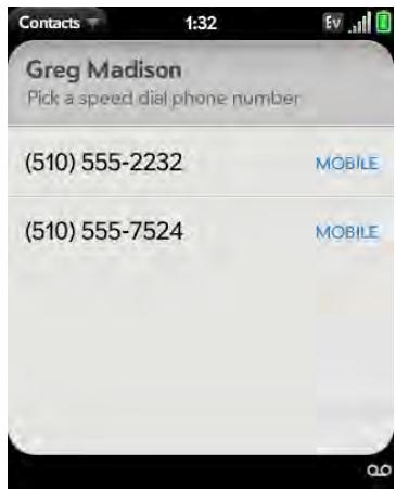 PALM PIXI - Assign a speed dial to a contact - 1