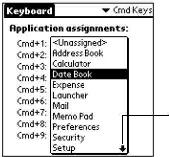 PALM PORTABLE KEYBOARD - Pour attribuer une combinaison de touches de commande à une application : - 2