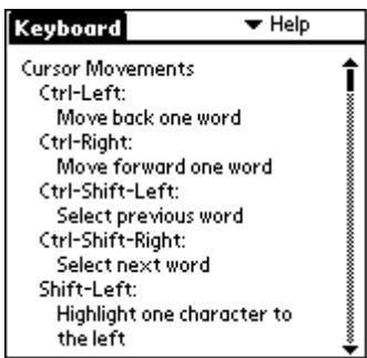 PALM PORTABLE KEYBOARD - So zeigen Sie die Liste mit den Tastatur-Shortcuts an: - 2