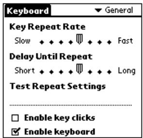 PALM PORTABLE KEYBOARD - Soändern Sie die allgemeinen Einstellungen: - 1