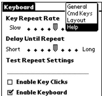 PALM PORTABLE KEYBOARD - So zeigen Sie die Liste mit den Tastatur-Shortcuts an: - 1