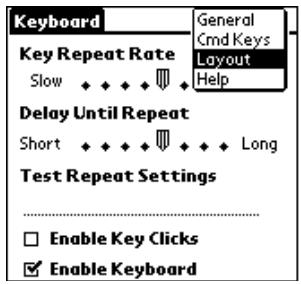 PALM PORTABLE KEYBOARD - Soändern Sie die Einstellungen für die Tastaturbelegung: - 1