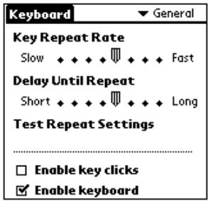 PALM PORTABLE KEYBOARD - Para alterar as configurações gerais: - 1