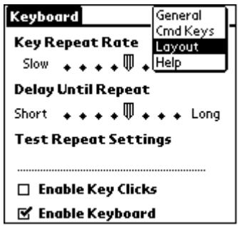 PALM PORTABLE KEYBOARD - To change Layout settings: - 1