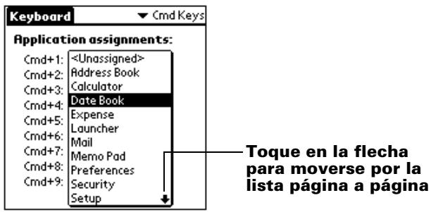 PALM PORTABLE KEYBOARD - Para asignar una aplicación a una combinación de teclas de comandos: - 2