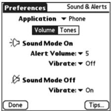 PALM TREO - Selecting Alert Volume and Vibrate Settings - 1