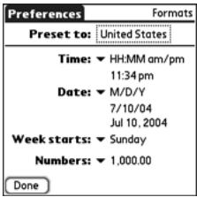 PALM TREO - Setting Date and Time Formats - 1