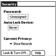 PALM TREO - To assign a password: - 1