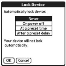 PALM TREO - To assign a password: - 2