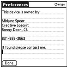 PALM TREO - Setting Owner Preferences - 1