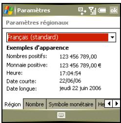 PALM TREO 750 - Définition des formats d'affichage - 1