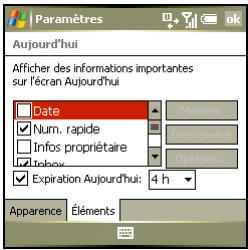 PALM TREO 750 - Sélection des éléments qui apparaissent à l'écran aujourd'hui - 1