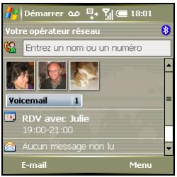 PALM TREO 750 - Récapitulation des messages de la messagerie vocale de l'écran aujourd'hui - 1