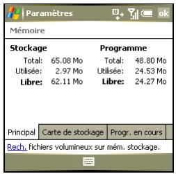 PALM TREO 750 - Quel est l'espace de stockage disponible? - 1