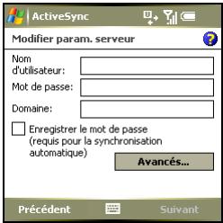PALM TREO 750 - Configuration d'une synchronisation sans fil - 2