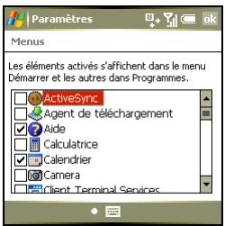 PALM TREO 750 - Organisation du menu démarrer - 1