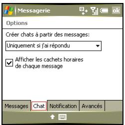 PALM TREO 750 - Personnalisation des paramètres de chat - 1