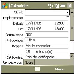 PALM TREO 750 - Sélection d'options dans une liste - 1
