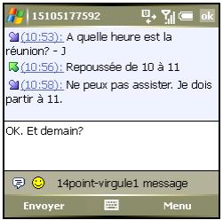 PALM TREO 750 - Utilisation de l'application de messagerie pour les sessions de chat - 1