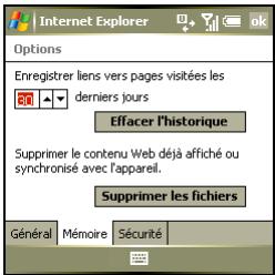 PALM TREO 750 - Personnalisation de vos paramètres internet explorer mobile - 2