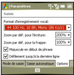 PALM TREO 750 - Configuration des options de saisie - 2