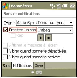 PALM TREO 750 - Sélection de sons et de notifications - 2