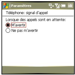 PALM TREO 750 - Configuration de la notification de mise en attente des appels - 1