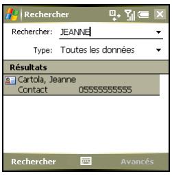 PALM TREO 750 - Utilisation de la fonction rechercher - 1
