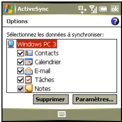 PALM TREO 750 - Changement des applications à synchroniser - 1